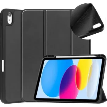 DIGISTOR HK drivego capa para iPad 11.ª geração A16 2025 / 10.ª geração 2022 (11/10,9 polegadas) com suporte para caneta, suporte triplo dobrável, Auto Sleep/Wake, capa TPU flexível para iPad 10.ª ger./11.ª ger., preto