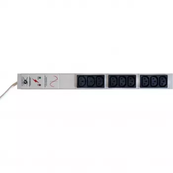 Liebernet PDU de rack 9 tomadas C13 com proteção contra sobretensão e filtro EMI/RFI, cinzento-claro 90LNSDL9C13NF