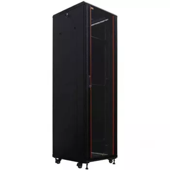 IT-BUDGET armário de rede 19 polegadas SRK - 38U - 600x600 mm - porta de vidro/aço - flatpack - preto 90ITB19SRK3866GSN