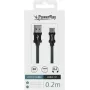 PowerRay PR-DCUC020TBK cabo de dados e carregamento USB-A para USB-C, 0,2 m, tecido preto, blister