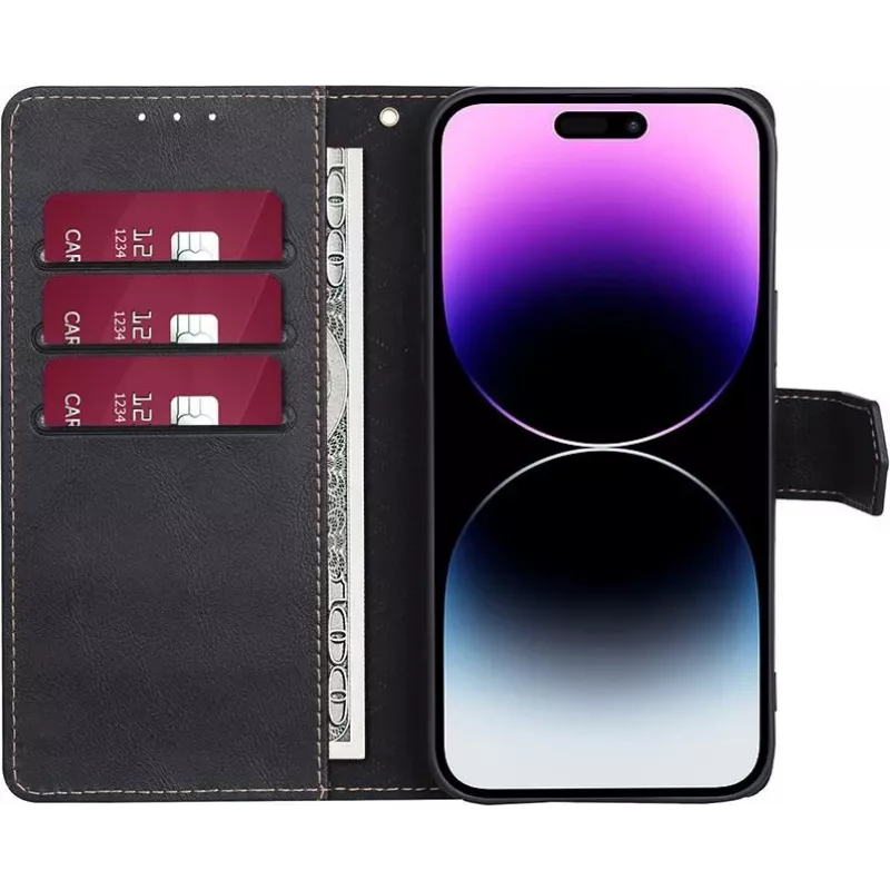 CYOO capa Premium BookCase Wallet para Apple iPhone 14 Pro Max – preto CY122794