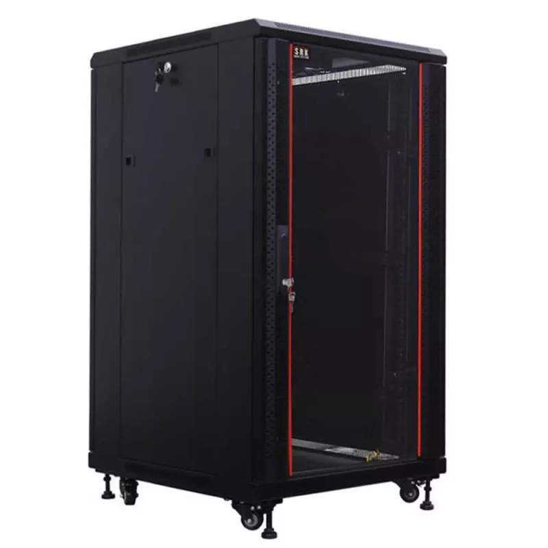 IT-BUDGET armário de rede 19 polegadas SRK - 22U - 600x600 mm - porta de vidro/porta maciça - pré-montado - preto 99ITB19SRK2266GSNM