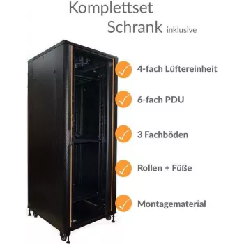 IT-BUDGET Rack de servidor 19 polegadas SRK conjunto completo 42U 800x1000 mm Preto pré-montado