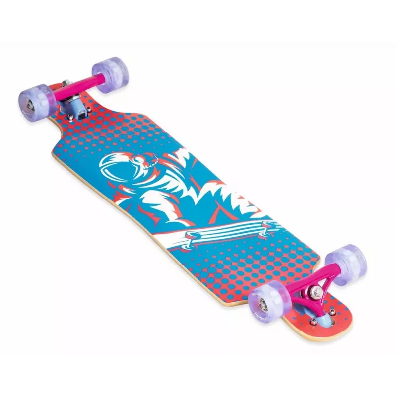MUUWMI AU 560 Longboard Compact Cruiser Skateboard, rolamentos ABEC 7, rodas com LED, bordo canadiano de 7 camadas