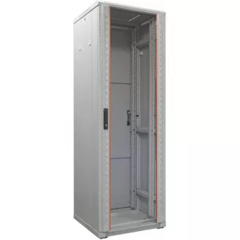 IT-BUDGET Armário de rede 19 polegadas SRK - 42U - 600x600 mm - Porta de vidro/aço - Montado - Cinzento-claro 99ITB19SRK4266GGNM