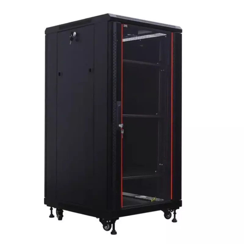 IT-BUDGET Armário de rede 19 polegadas SRK conjunto completo - 18U - 600x600 mm - Porta de vidro/aço - 4 ventoinhas ativas - PDU - prateleiras - pré-montado - Preto 99ITB19SRK1866GSM