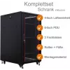IT-BUDGET Armário de rede 19 polegadas SRK conjunto completo - 22U - 600x800 mm - Porta de vidro/aço - 4 ventoinhas ativas - PDU - prateleiras - Montado - Preto (99ITB19SRK2268GSM)