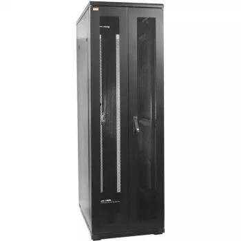 IT-BUDGET Armário de rede 19 polegadas SRK conjunto completo - 38U - LxP 800x1000 mm - Portas duplas perfuradas à frente e atrás - 4 ventoinhas ativas - PDU - prateleiras - Flatpack - Preto (90ITB19SRK38810DTS)