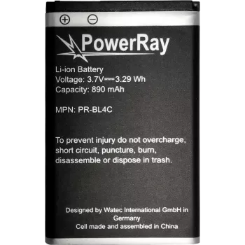 PowerRay PR-BL4C Bateria de iões de lítio 890 mAh para Nokia 6300, Bulk