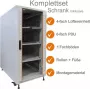 IT-BUDGET Armário de rede 19 polegadas SRK conjunto completo - 18U - 600x800 mm - Porta de vidro/aço - 4 ventoinhas ativas - PDU - prateleiras - Flatpack - Cinzento-claro 90ITB19SRK1868GG