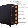 IT-BUDGET conjunto completo armário de rede 19 polegadas SRK - 18U - 600x1000 mm - porta de vidro/aço maciço - 4 ventoinhas ativas - PDU - prateleiras - pré-montado - preto 99ITB19SRK18610GSM