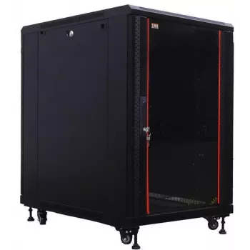 IT-BUDGET armário de rede 19 polegadas SRK - 18U - 600x800 mm - porta de vidro/aço - montado - preto 99ITB19SRK1868GSNM