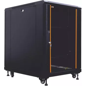 IT-BUDGET armário de rede 19 polegadas SRK - 12U - 600x800 mm - porta de vidro/aço - montado - preto (99ITB19SRK1268GSNM)