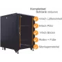 IT-BUDGET conjunto completo armário de rede 19 polegadas SRK 12U 600x800 mm porta de vidro/aço 4 ventoinhas ativas PDU prateleiras pré-montado preto 99ITB19SRK1268GSM