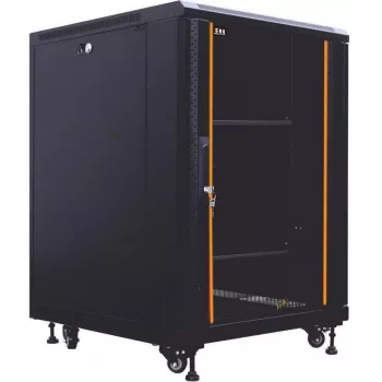 IT-BUDGET armário de rede 19 polegadas SRK - 12U - 600x800 mm - porta de vidro/aço - flatpack - preto (90ITB19SRK1268GSN)