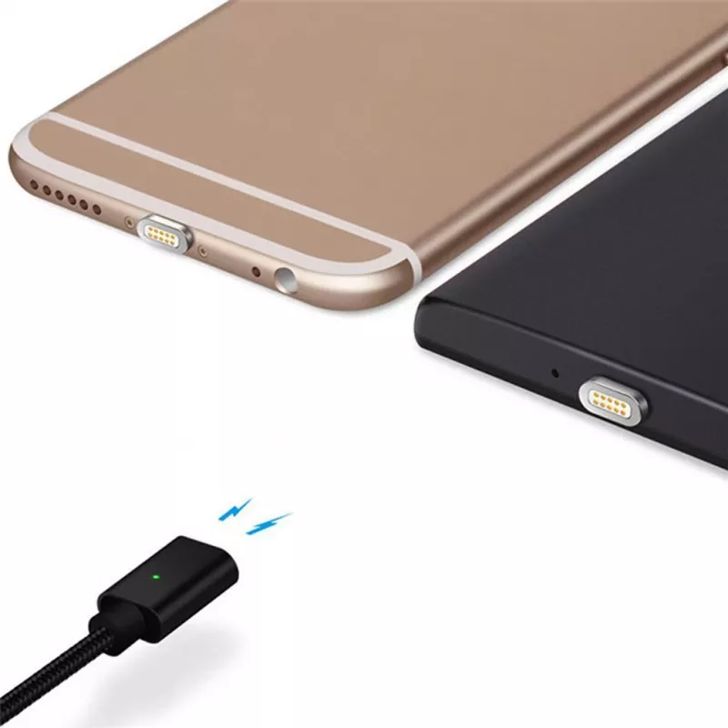 CYOO Cabo de Carregamento e Dados USB Magnético – 2 em 1 Micro USB e Lightning para USB – 1m – Preto