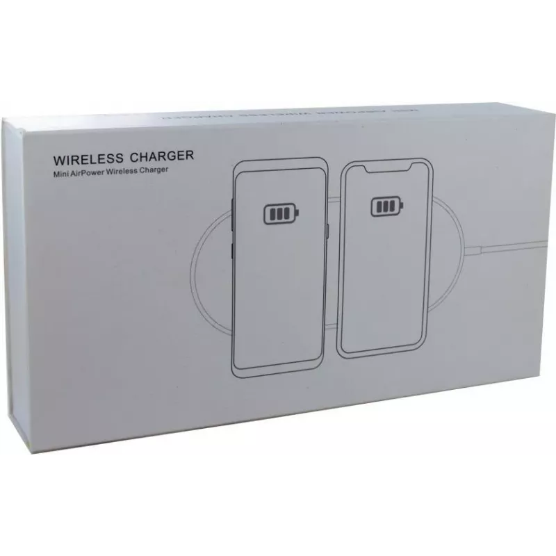 CYOO CY120899 Base de Carregamento por Indução Dupla para Telemóvel Mini – Branco – Padrão Qi
