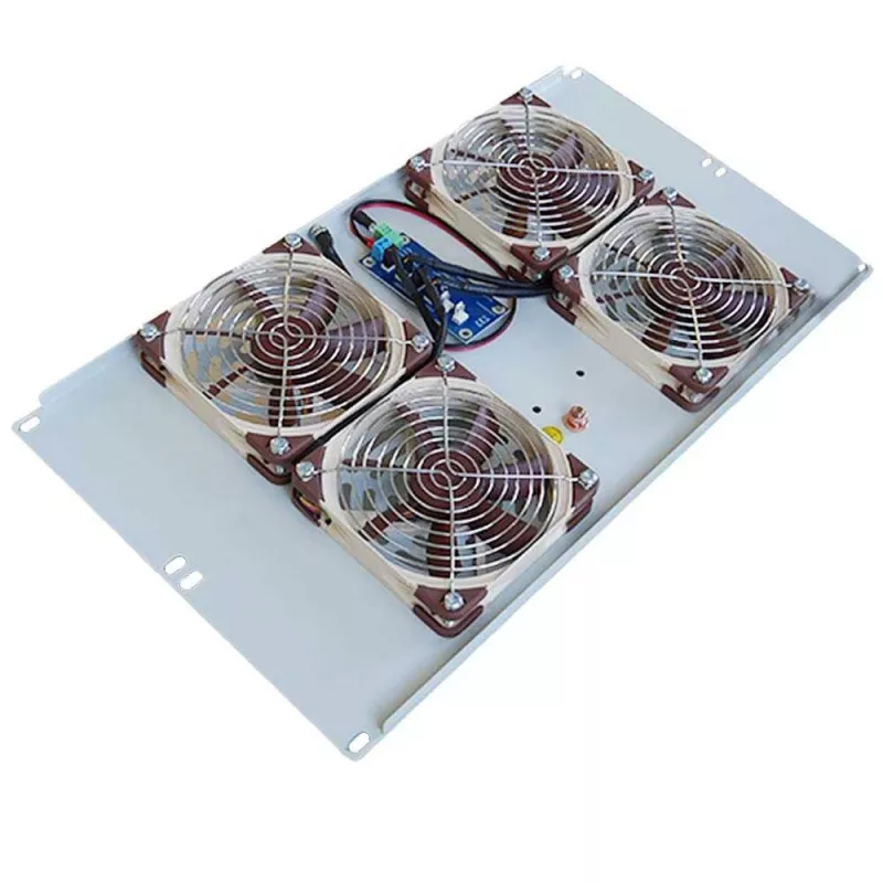 IT-BUDGET Unidade de Ventoinhas Silenciosa 19 polegadas 6U, 4 Ventoinhas, 430 m³/h, Cinzento Claro (99ITB19SLUG)