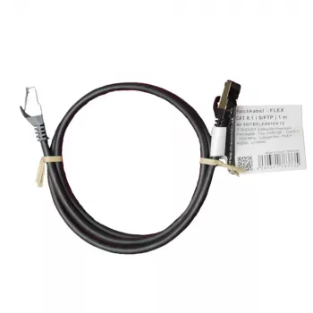 IT-BUDGET Cabo de Patch Cat.8.1 S/FTP, 1m, Preto, 40Gbps, 2000MHz, LSZH, PoE+ 90ITBFLEX81PK1S