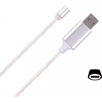 Cabo USB Type-C CYOO Flow Light Magnet 1m branco com LED para carregamento e sincronização de dados CY121476