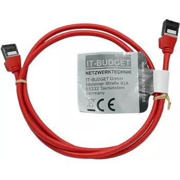 Cabo de rede Ethernet Slim Cat.8.1 IT-BUDGET, S/FTP, 40 Gbps, 2000 MHz, LSZH, PoE+, vermelho, 1 m 90ITBSLIM81PK1R