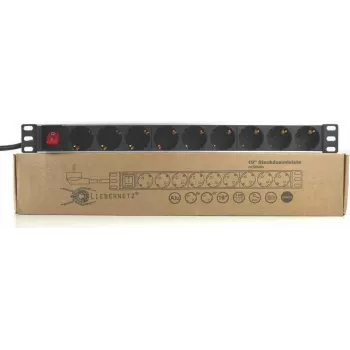 PDU Schuko de 9 tomadas Liebernetz 19 polegadas com interruptor, alumínio, preto 90LNSDL199SS