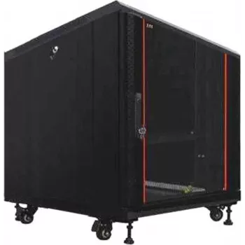 Bastidor de servidor 19 polegadas IT-BUDGET SRK, 12U, 600x1000 mm, porta de vidro à frente, porta de aço atrás, flatpack, preto 90ITB19SRK12610GSN