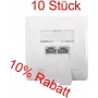 PACK ECONÓMICO IT-BUDGET: 10 x tomada de dados Cat.6A, 2 x portas RJ45, blindada, entrada de cabo horizontal, compatível com PoE+, branco (ZAA90ITBDDSW)