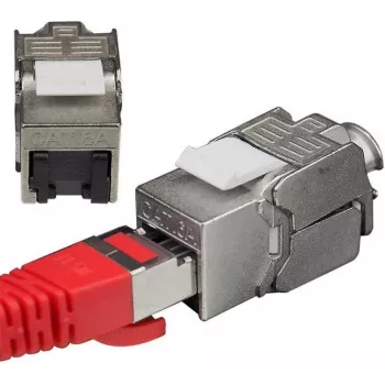 IT-BUDGET módulo keystone RJ45 Business Cat.6A blindado sem ferramentas Small Form Factor com tampa de proteção contra pó PoE+ (90ITBKM6ASS)