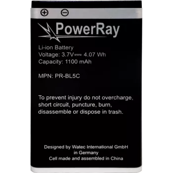Bateria PowerRay PR-BL5C para Nokia E50, N70, N91, 6600, 1100 mAh, Bulk