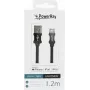 Cabo de dados e carregamento PowerRay PR-DCUL120TBK USB-A para Lightning certificado MFi, nylon entrançado, 1,2 m, preto