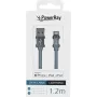 Cabo têxtil PowerRay USB para Lightning MFi 1,2 m cinzento têxtil PR-DCUL120TGY