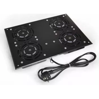 Unidade de ventoinhas IT-BUDGET para armários verticais SRK - 4 ventoinhas ativas - caudal de ar 640 m³/h - termostato - interruptor - preto (90ITB19SRKFAN4S)