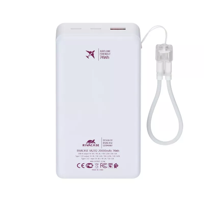 Rivacase VA2312 powerbank 20000 mAh 22,5W branco