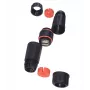 IT-BUDGET conector fêmea RJ45 impermeável IP68 Cat.6A para exterior e indústria - 2 x conector fêmea RJ45 - preto (90ITBKK6AIP68)