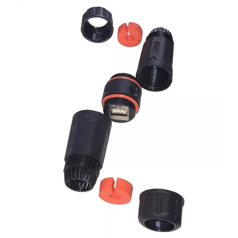 IT-BUDGET conector fêmea RJ45 impermeável IP68 Cat.6A para exterior e indústria - 2 x conector fêmea RJ45 - preto (90ITBKK6AIP68)