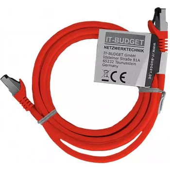 IT-BUDGET cabo de patch premium cobre maciço - Flex AWG 26 - Cat.8.1 - 2000 MHz - isento de halogéneos - PoE+ - 40Gbit - vermelho - 3 m 90ITBFLEX81PK3R