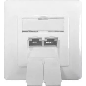 IT-BUDGET Tomada de rede 2x RJ45 fêmea Cat.6A blindada branco-claro encastrar horizontal PoE+ 90ITBDDSW