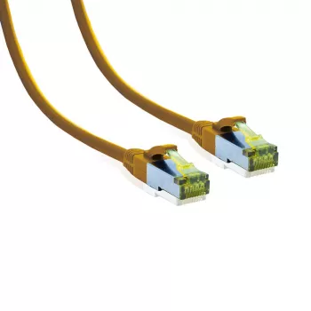 IT-BUDGET Cabo de patch premium cobre maciço Cat.6A com cabo bruto Cat.7 600 MHz isento de halogéneos PoE+ 10Gbit amarelo 0,25 m 90ITB6A7PK025Y