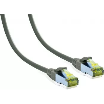 IT-BUDGET Cabo de patch premium cobre maciço - Cat.6A com cabo bruto Cat.7 - 600 MHz - Isento de halogéneos - PoE+ - 10Gbit - cinzento - 0,5 m 90ITB6A7PK05G