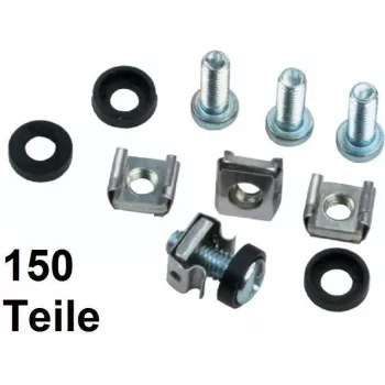 IT-BUDGET Kit de montagem em rack com porcas de gaiola para calhas perfuradas - M6 - 50 conjuntos completos - 150 peças 90ITB50BSM6