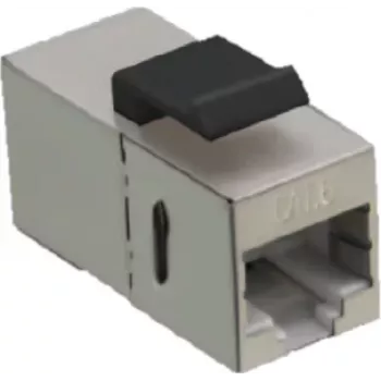 IT-BUDGET Acoplador modular RJ45 Cat. 6A blindado, compacto, Snap-in, prateado 90ITBMK6AS