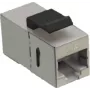 IT-BUDGET Acoplador modular RJ45 Cat. 6A blindado, compacto, Snap-in, prateado 90ITBMK6AS