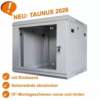 IT-BUDGET Armário de rede TAUNUS 19 polegadas 12U 600mm de profundidade Cinzento claro 90ITB19126GG