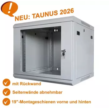 IT-BUDGET Armário de rede TAUNUS 19 polegadas 12U 600mm de profundidade Cinzento claro 90ITB19126GG