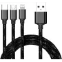 CYOO Cabo de carregamento e dados USB 3-em-1 – Micro USB, USB-C, Lightning – preto