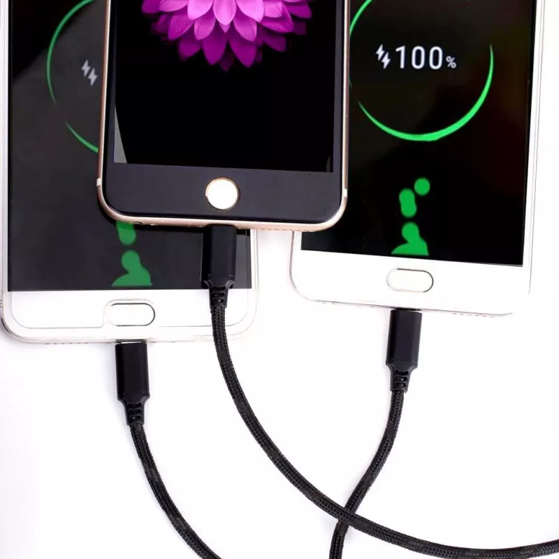 CYOO Cabo de carregamento e dados USB 3-em-1 – Micro USB, USB-C, Lightning – preto