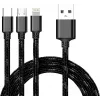 CYOO Cabo de carregamento e dados USB 3-em-1 – Micro USB, USB-C, Lightning – preto