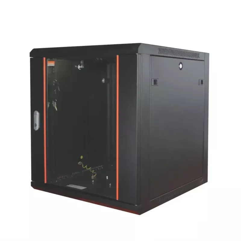 IT-BUDGET Armário de rede 19 polegadas SWA - 12U - 570x600 mm - porta de vidro - painéis laterais amovíveis - montagem na parede/chão - conjunto de acessórios - preto 90ITB19WS1266GS