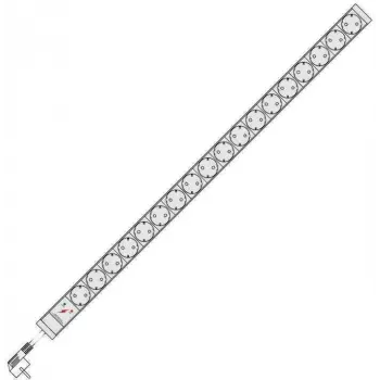 Liebernetz PDU de rack Schuko de 18 vias com proteção contra sobretensões e disjuntor, 1U, cinzento-claro 90LNSDL18VSPLSG
